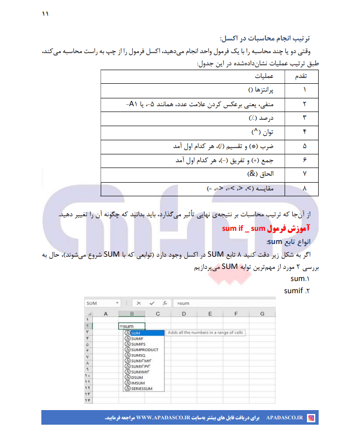 جزوه آموزش کاربردی اکسل