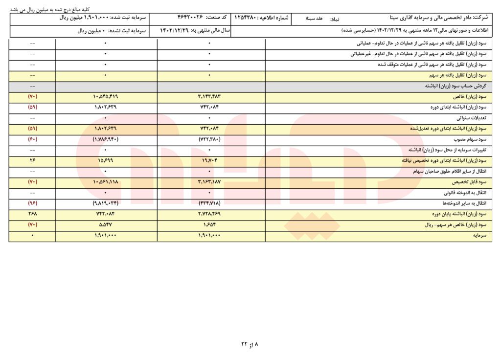 نمونه تراز نامه شرکت